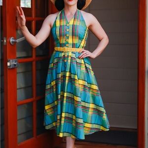 💛SOLD💛Like New Miss Candyfloss Basilla-Sun Summer Tartan Dress: L ‎
